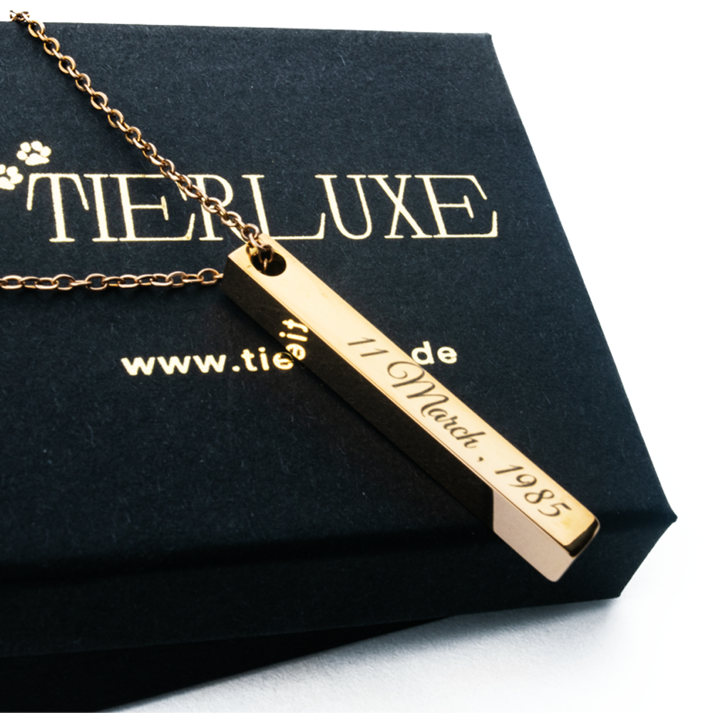 Edelstahl Barrenanhänger personalisiert , Säulenkette mit Gravur - Rose Gold