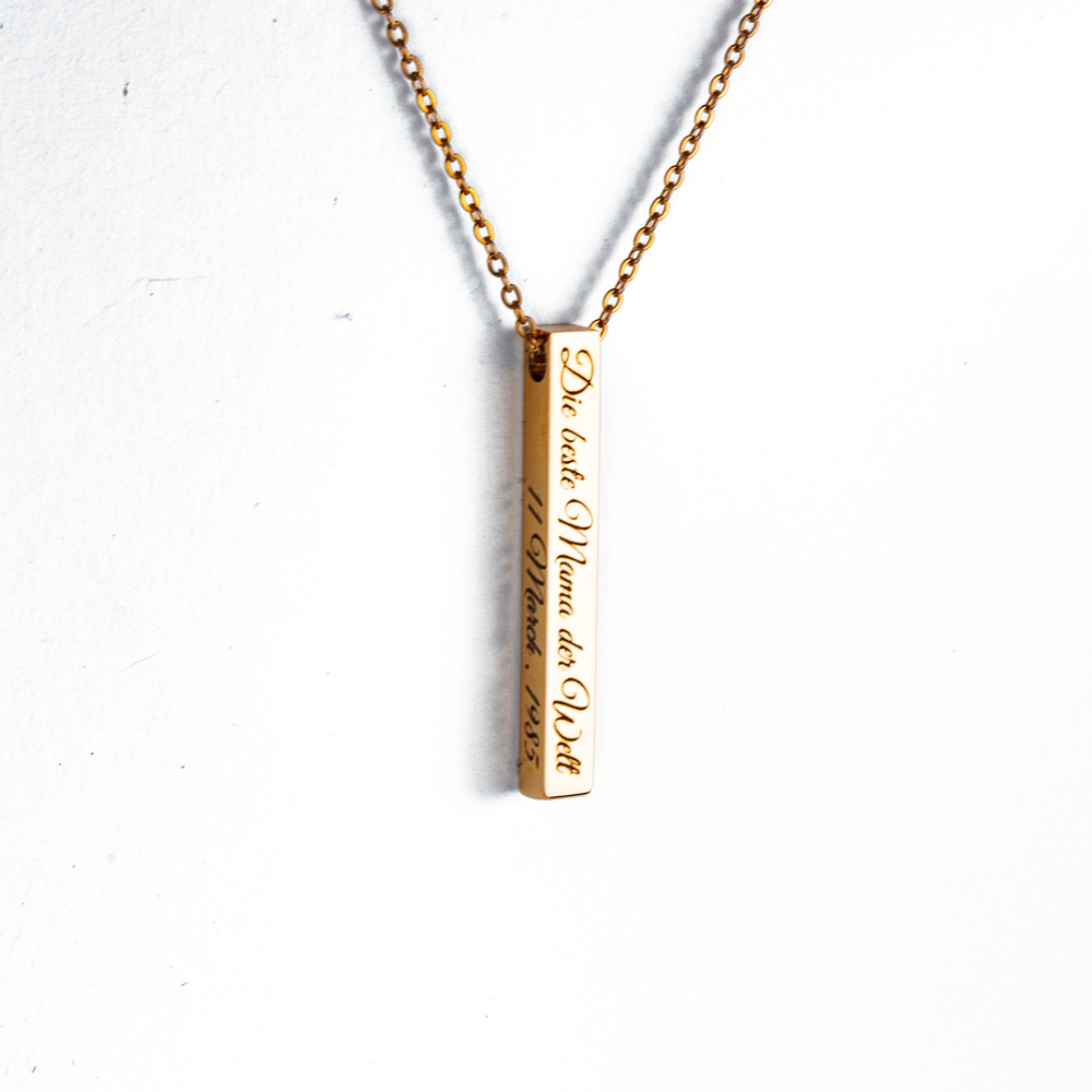 Edelstahl Barrenanhänger personalisiert , Säulenkette mit Gravur - Rose Gold