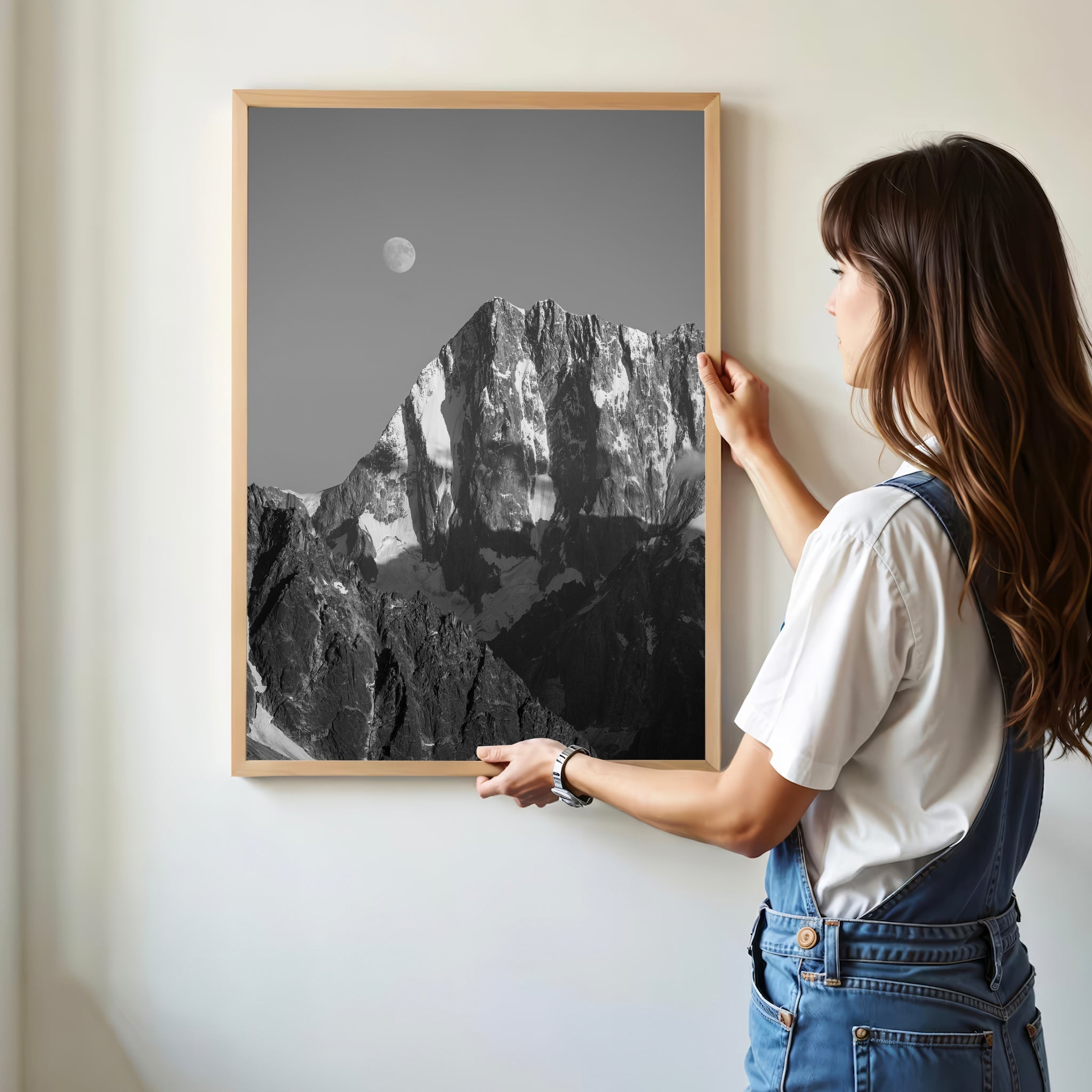 Grandes Jorasses Print – Black and White Mont Blanc Alpine Wall Art