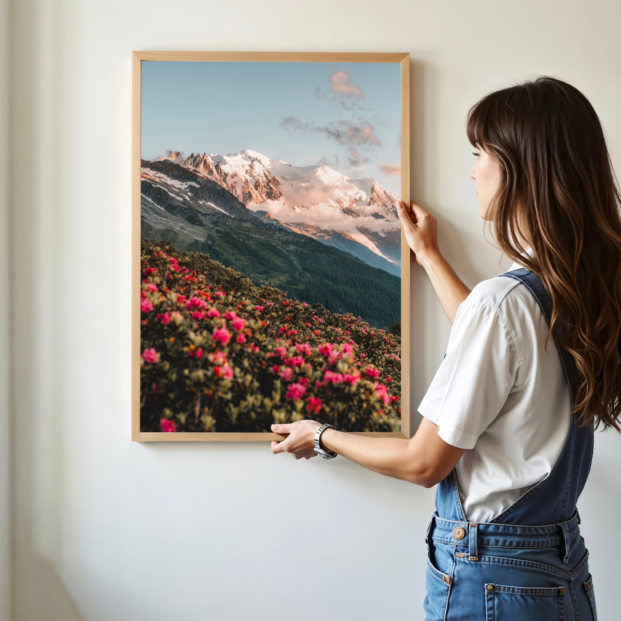 Mont Blanc Print – Floral French Alps Landscape Wall Art