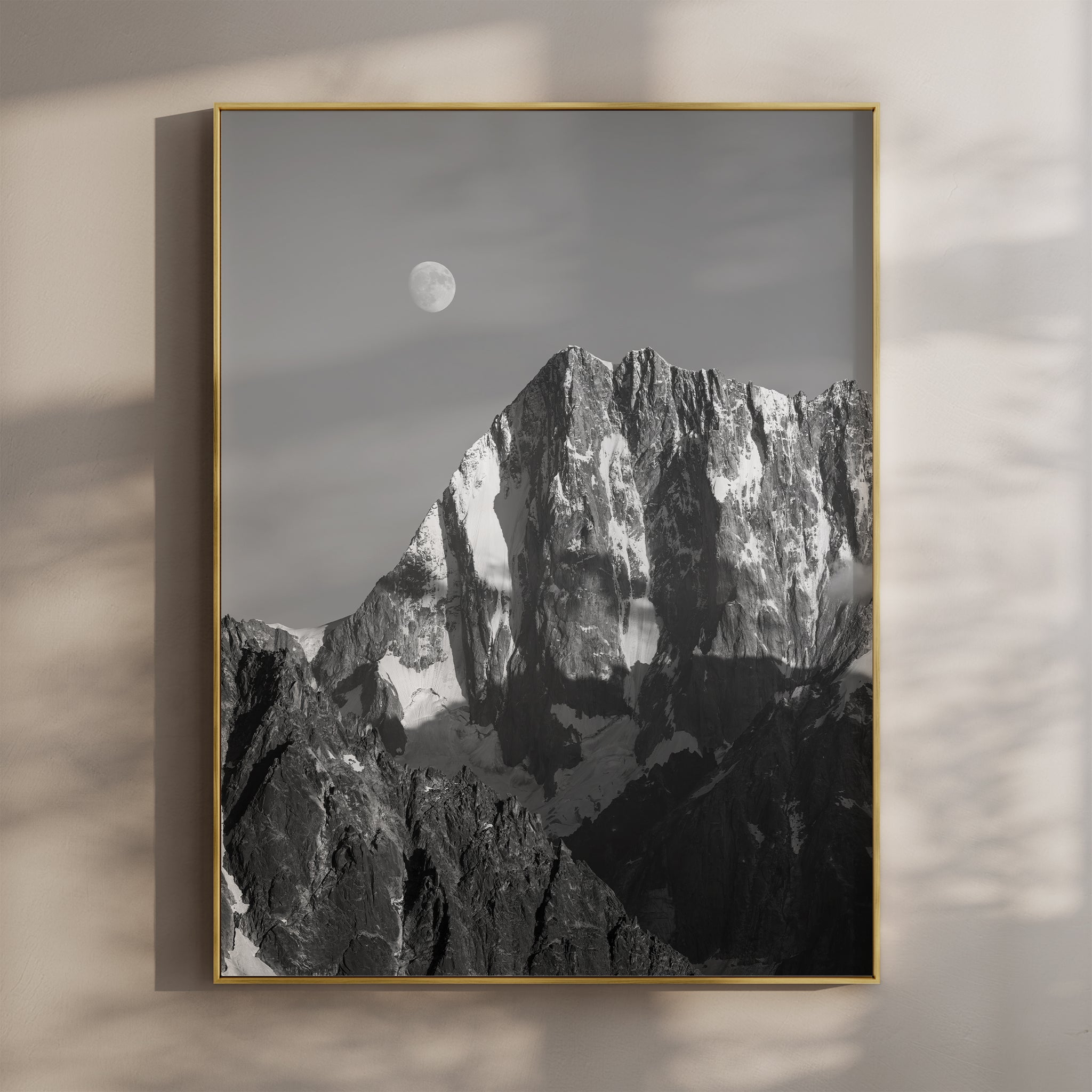 Grandes Jorasses Print – Black and White Mont Blanc Alpine Wall Art