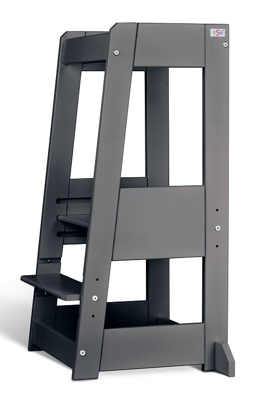 Lernturm Felix - Learning tower Holz naturgrau | tiSsi® by Schmatzepuffer® "gratis personalisierbar"