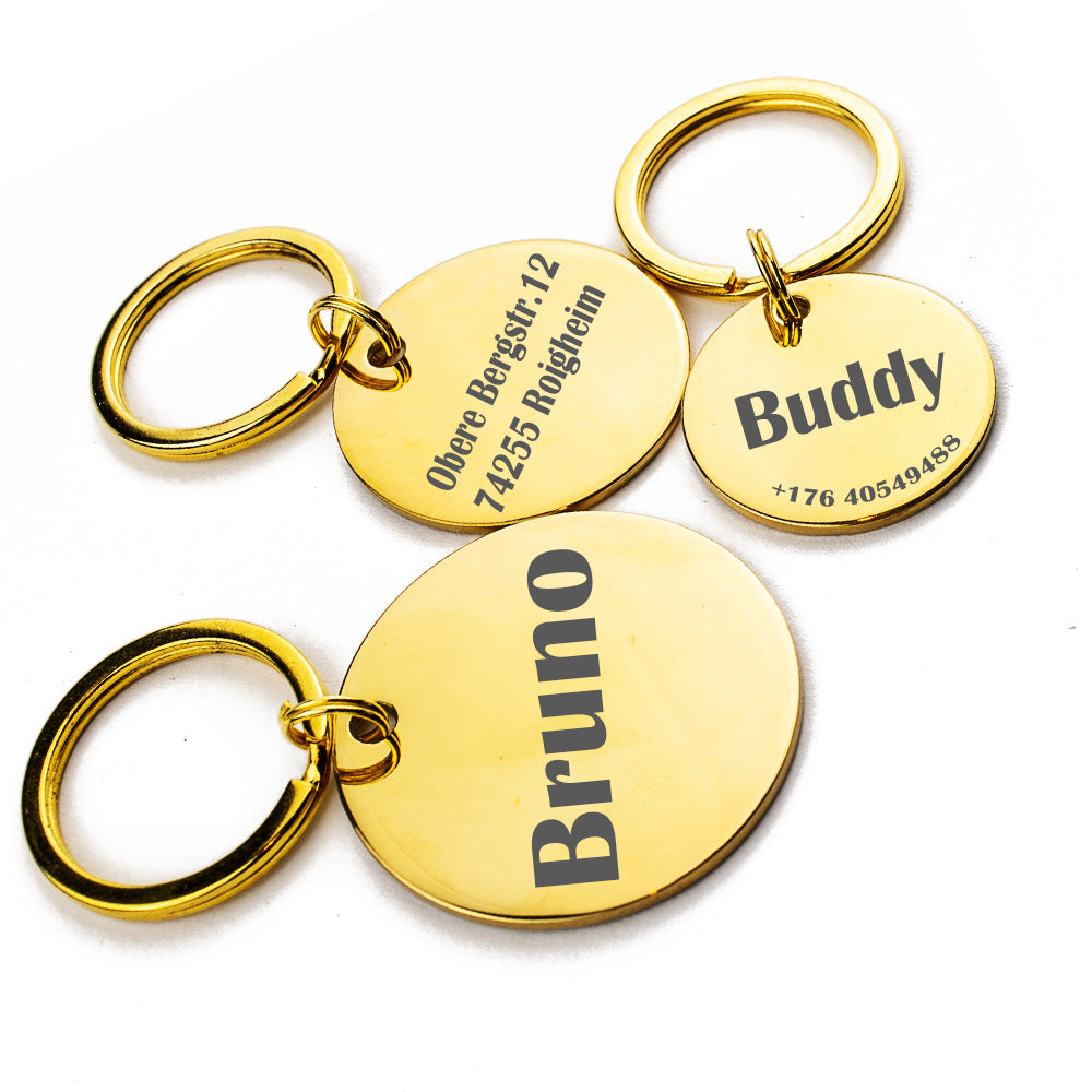 Personalisierte Marke aus Edelstahl mit Gravur , Rund , Gold