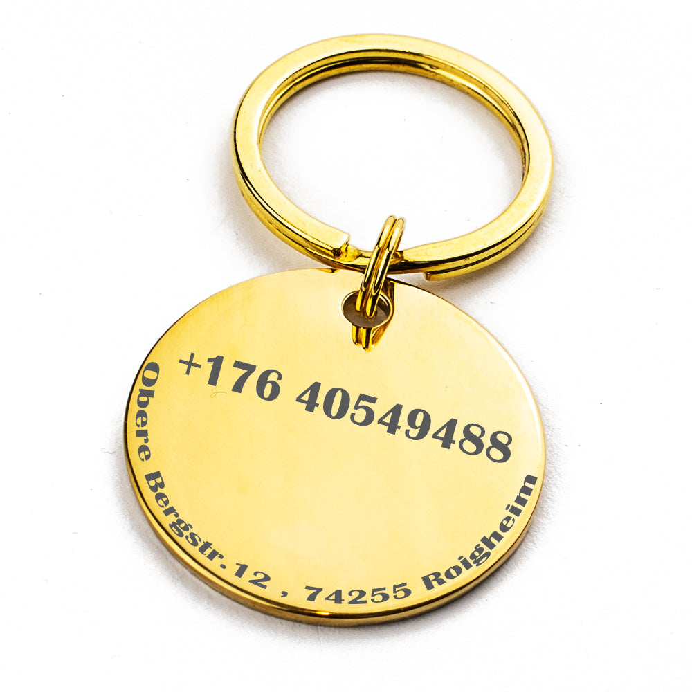 Personalisierte Marke aus Edelstahl mit Gravur , Rund , Gold