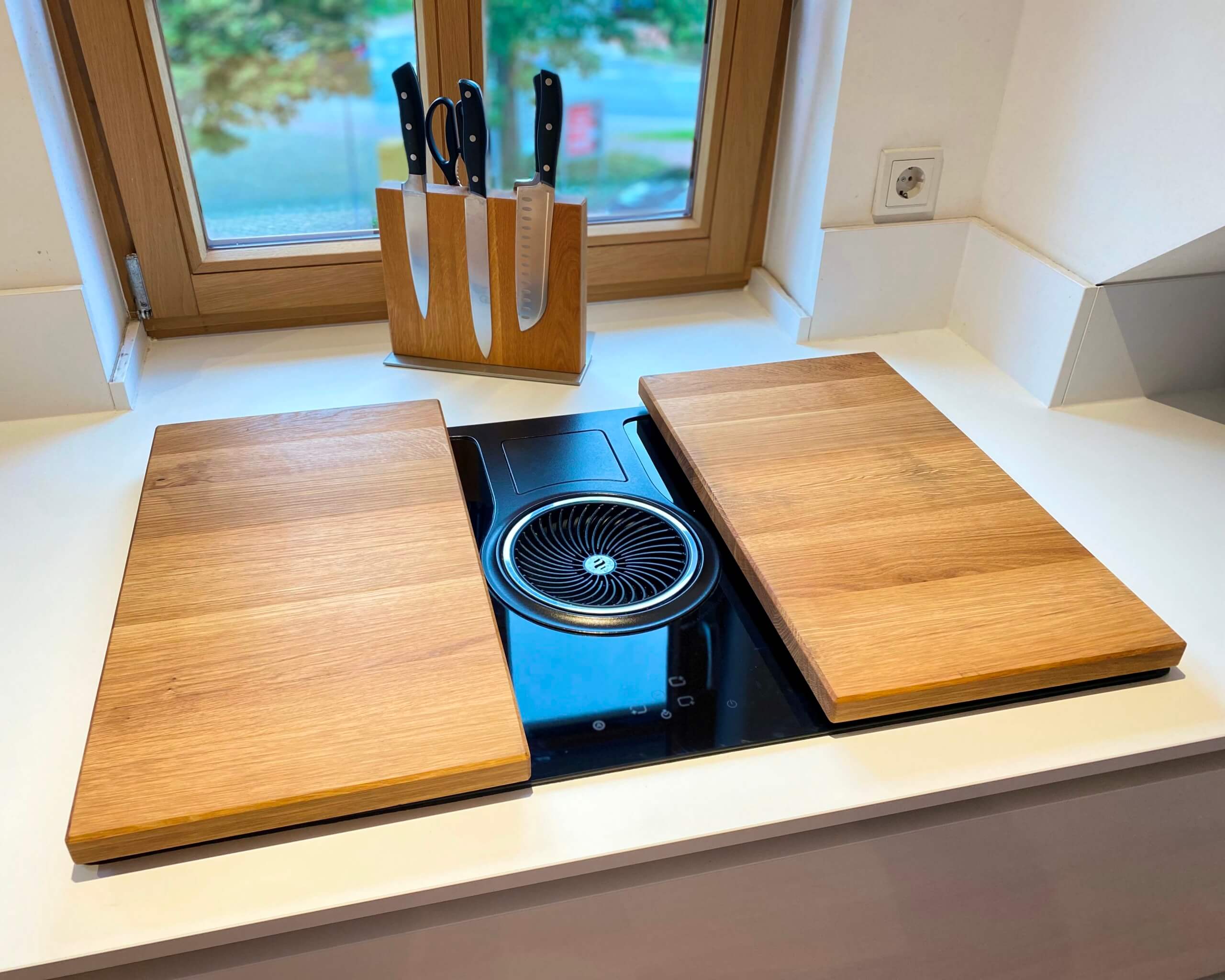 Eichenholz zweiteilige Kochfeldabdeckung für Kochfelder