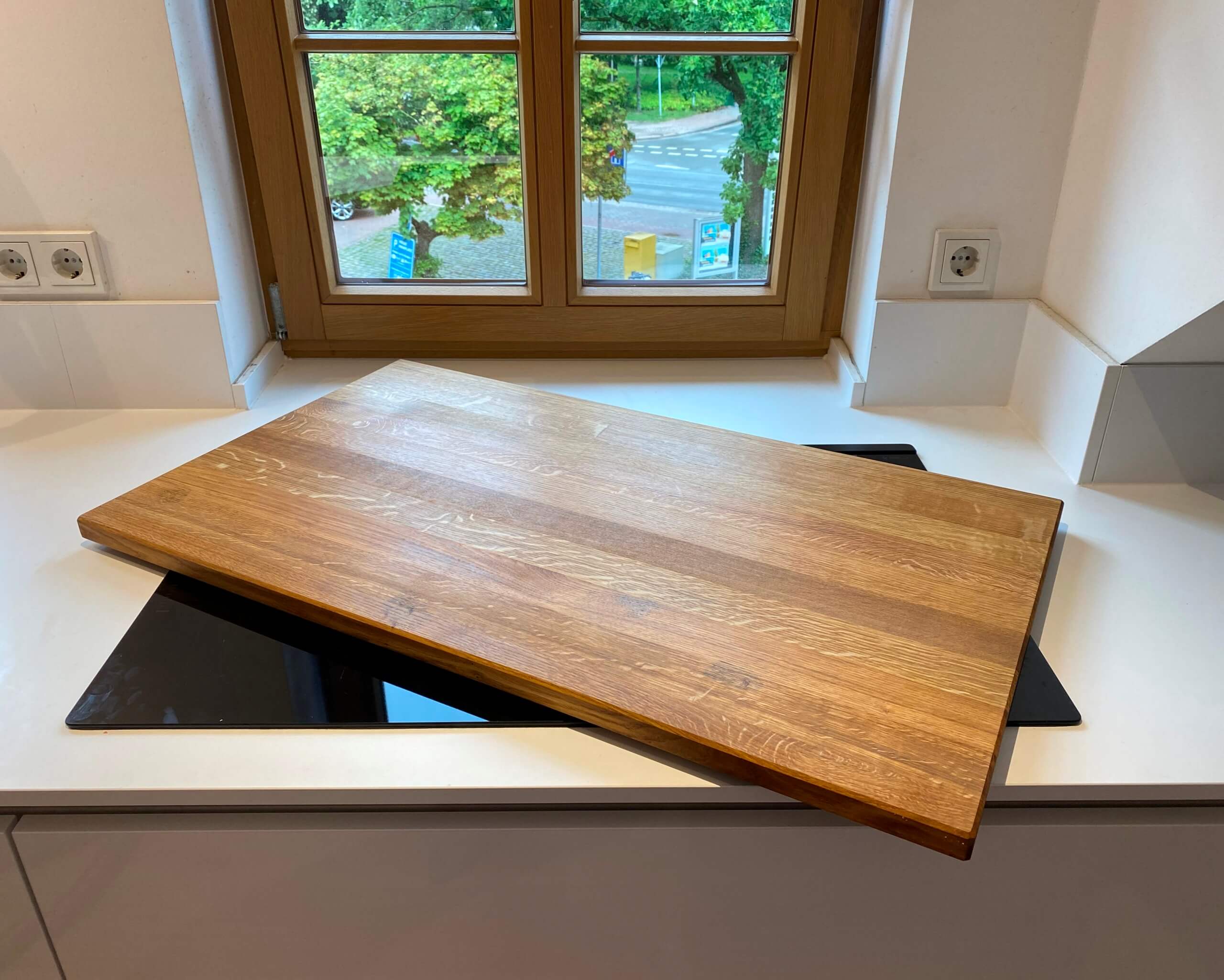 Eichenholz Kochfeldabdeckung / Ceranfeldabdeckung