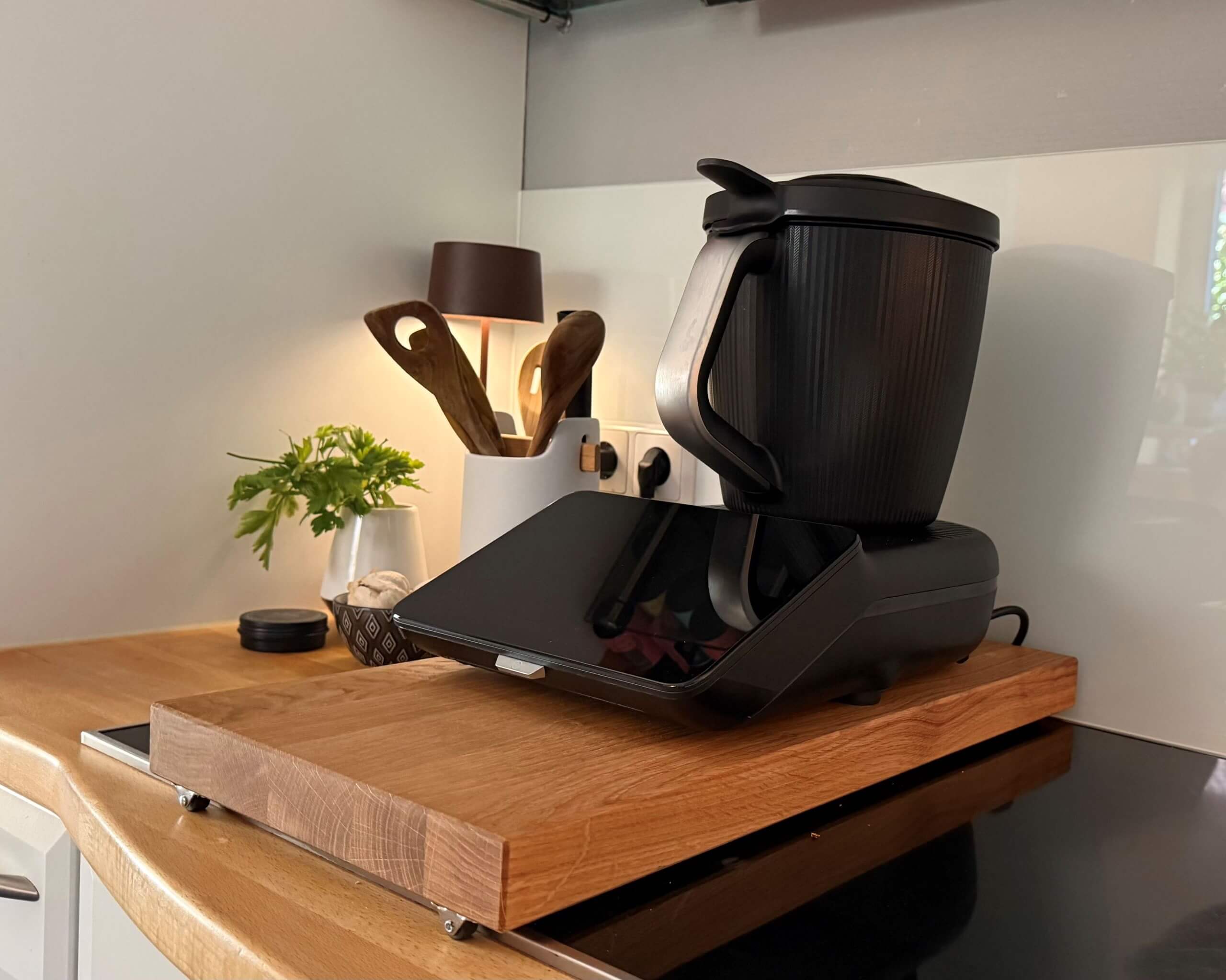 Rollbare Eichenholz Kochfeldabdeckung / Ceranfeldabdeckung - Rollbares Gleitbrett