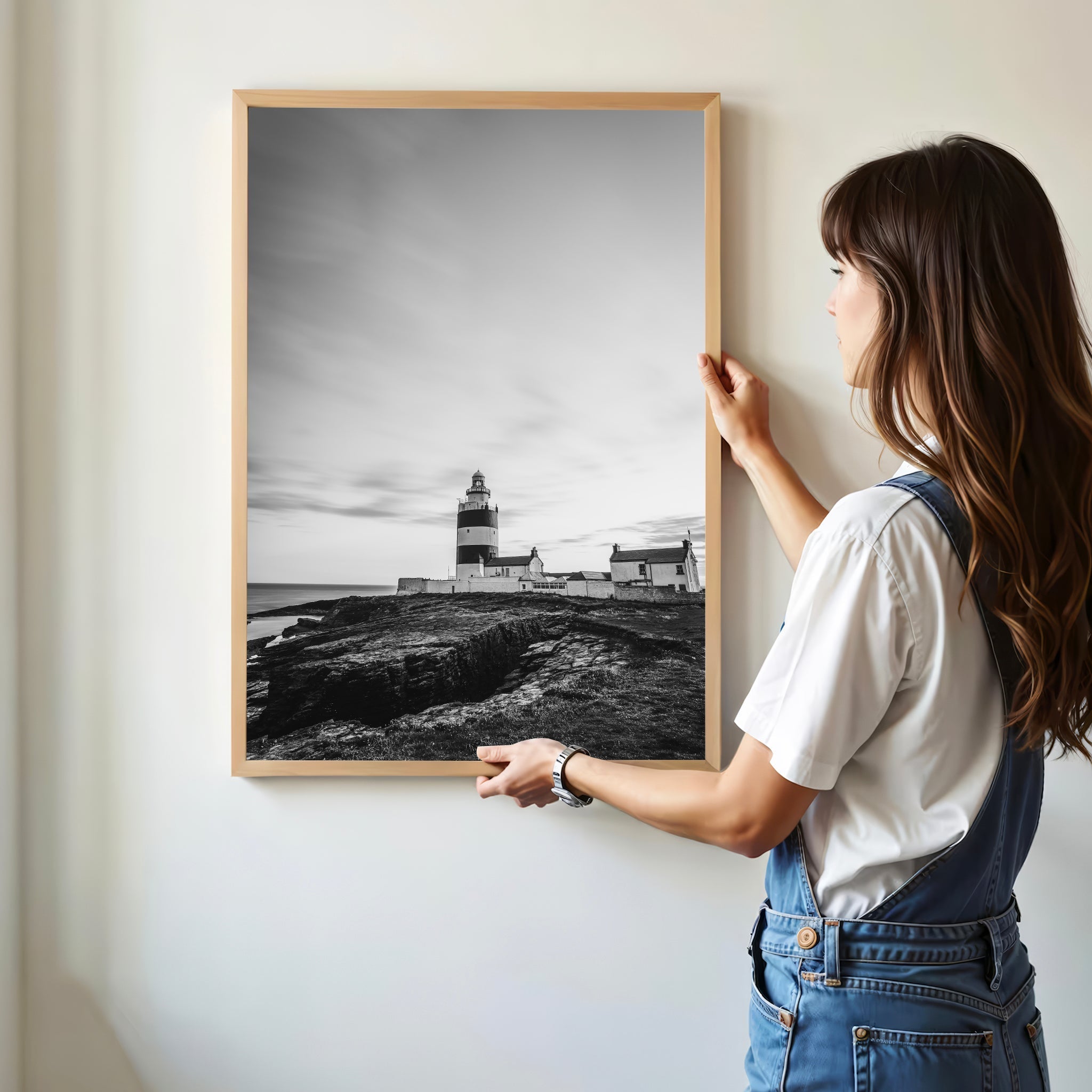 Hook Head Lighthouse Wall Art – Ireland Black & White Coastal Print