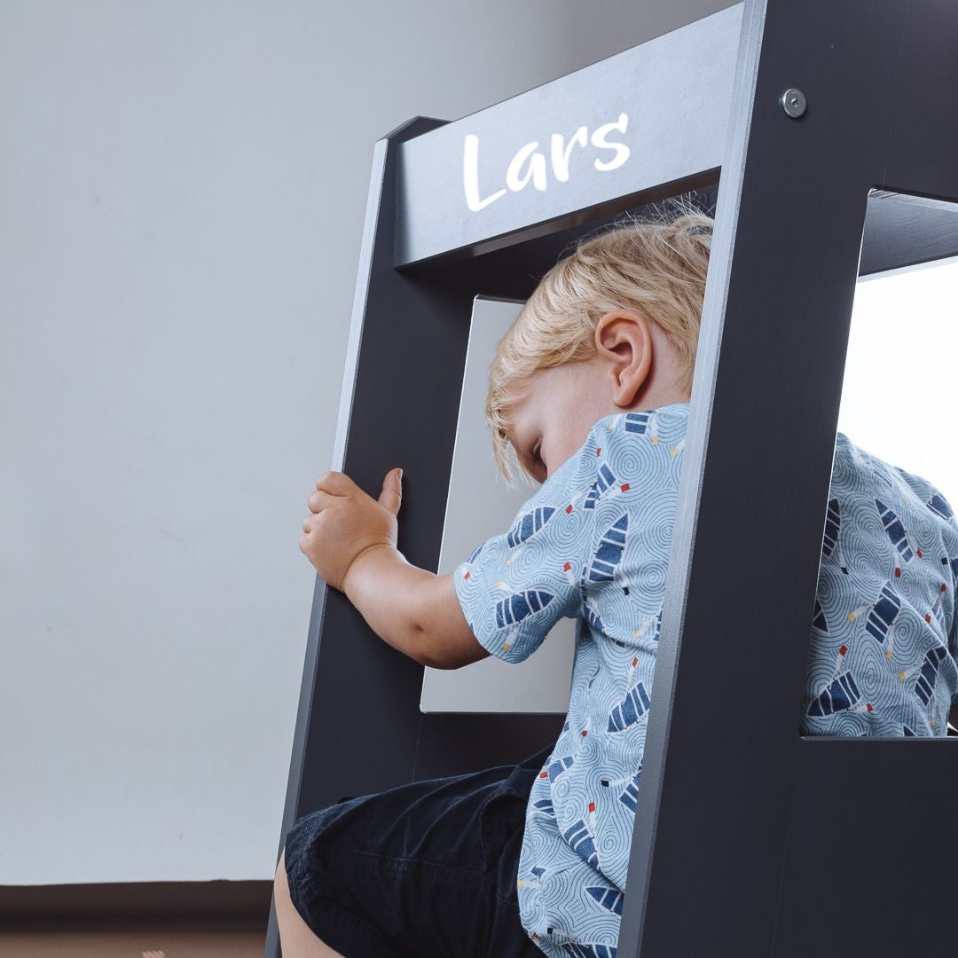 Lernturm Felix - Learning tower - blau | tiSsi® by Schmatzepuffer® "gratis personalisierbar"