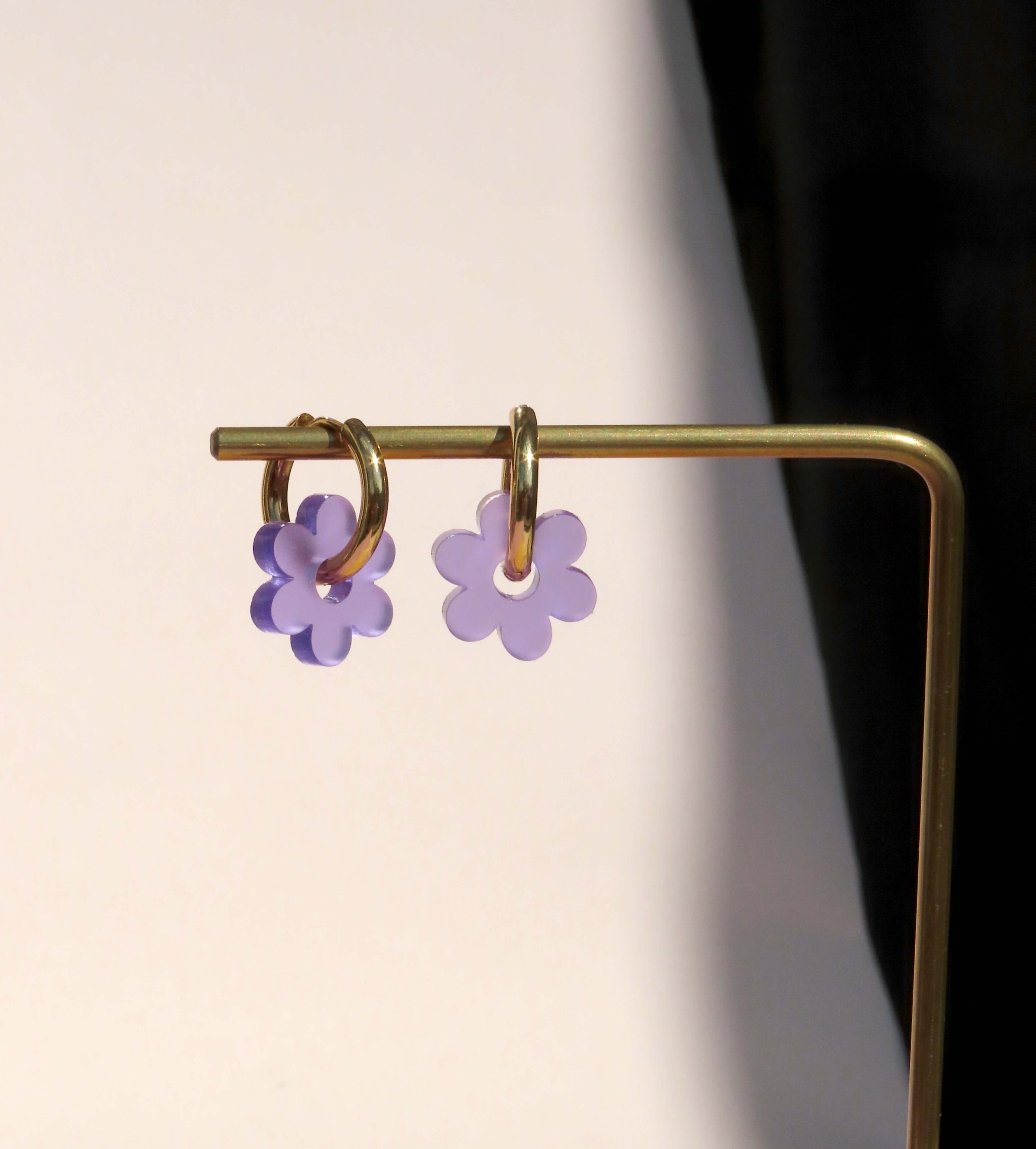 Violette Flower Edelstahl Hoops