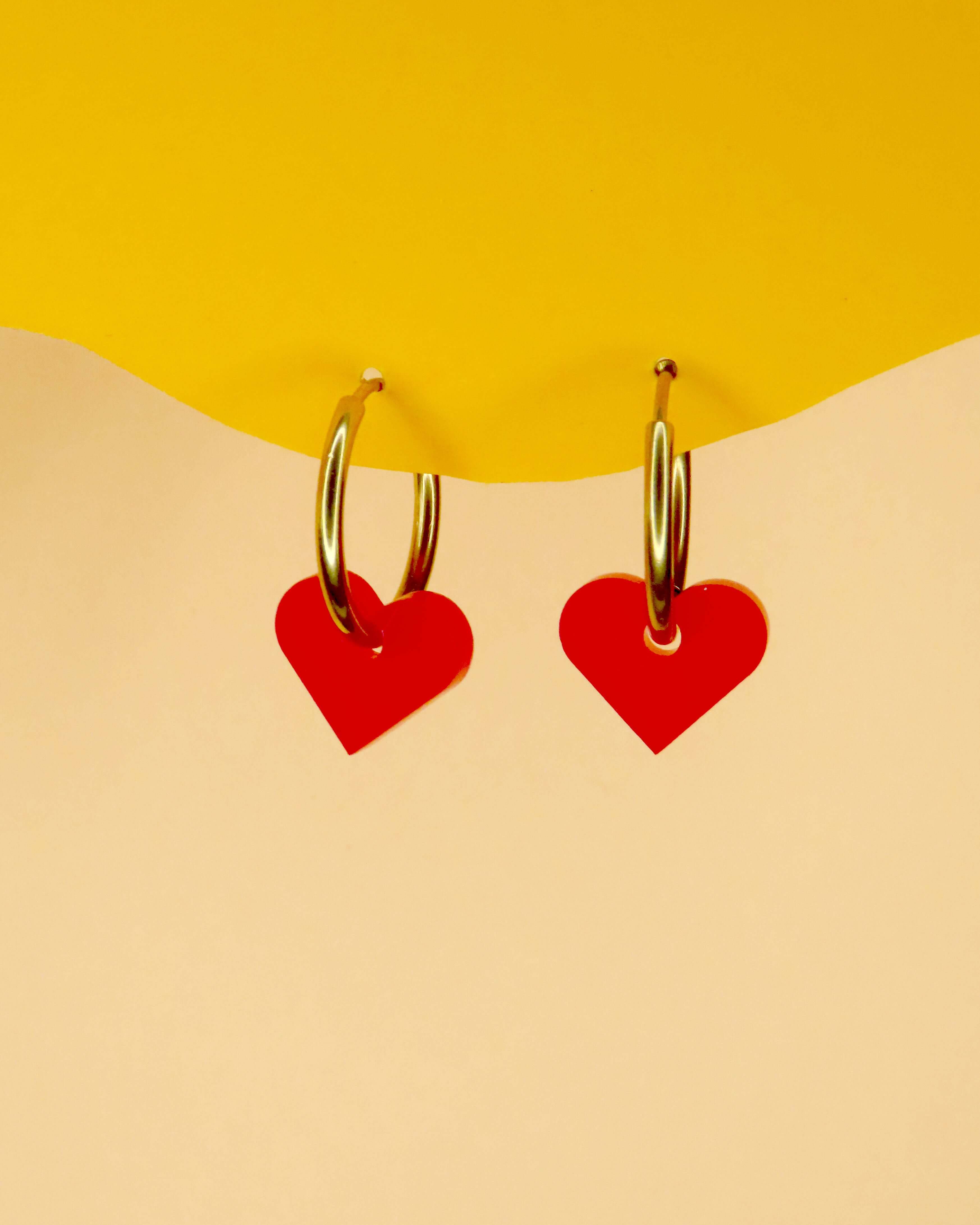 Dopamine Love Herz Creolen - rot