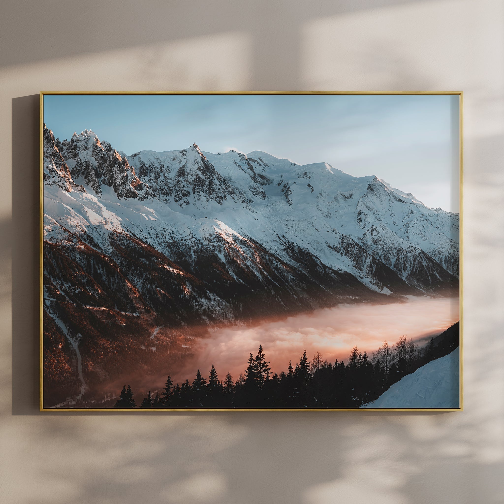 Mont Blanc Massif Sunset Wall Art - Golden Hour Chamonix Landscape Print