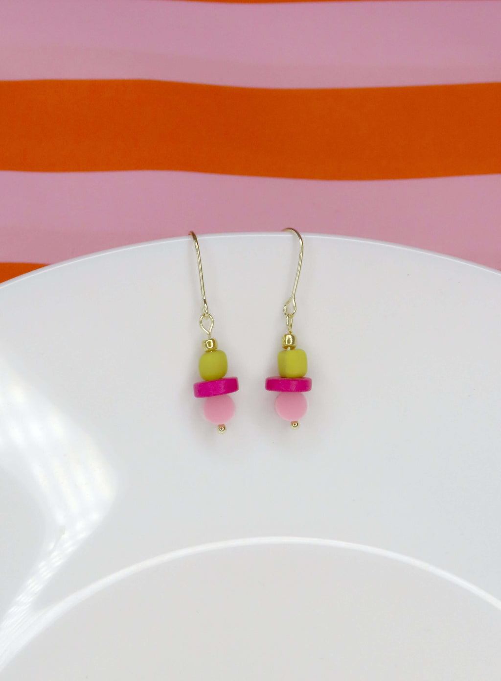 Color Treats Ohrringe- Leichte Sommerohrringe in Rosa, Pink und Olivgrün