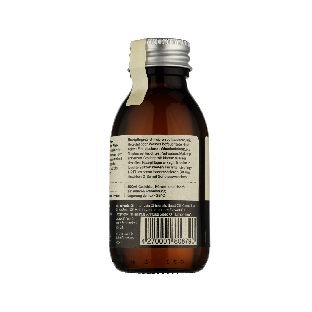 NEU! complete care 003 | Pflegeöl für Gesicht, Körper, Haar | sanft mit Jojoba + Immortelle
