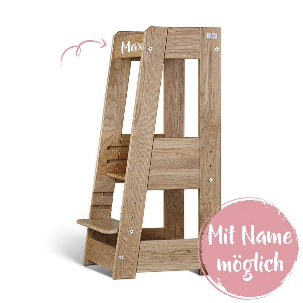 Lernturm Felix - Learning tower - Holz Eiche | tiSsi® by Schmatzepuffer® "personalisierbar"