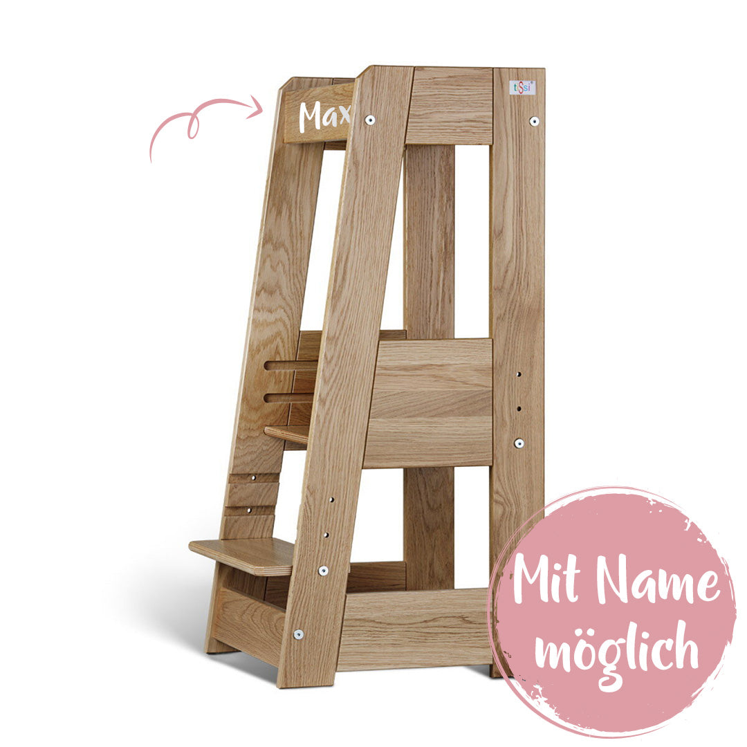 Lernturm Felix - Learning tower - Holz Eiche | tiSsi® by Schmatzepuffer® "personalisierbar"