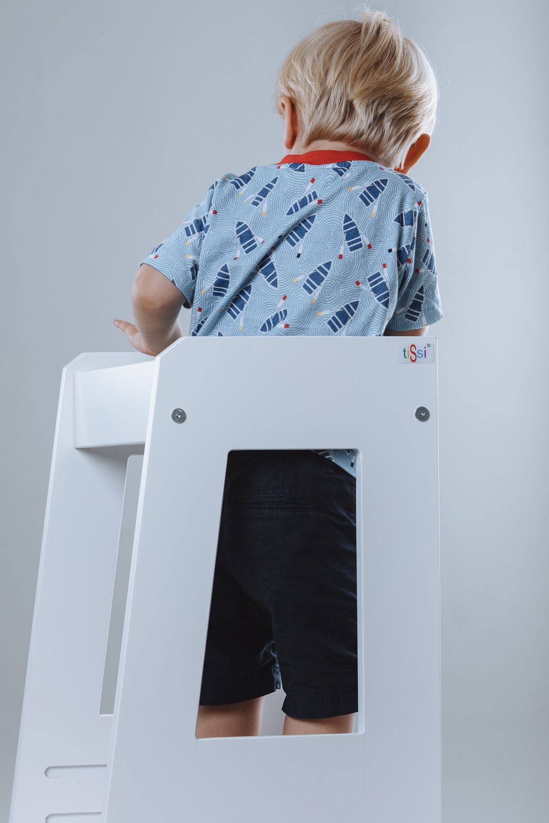 Lernturm Felix - Learning tower - Holz weiß | tiSsi® by Schmatzepuffer® "gratis personalisierbar"